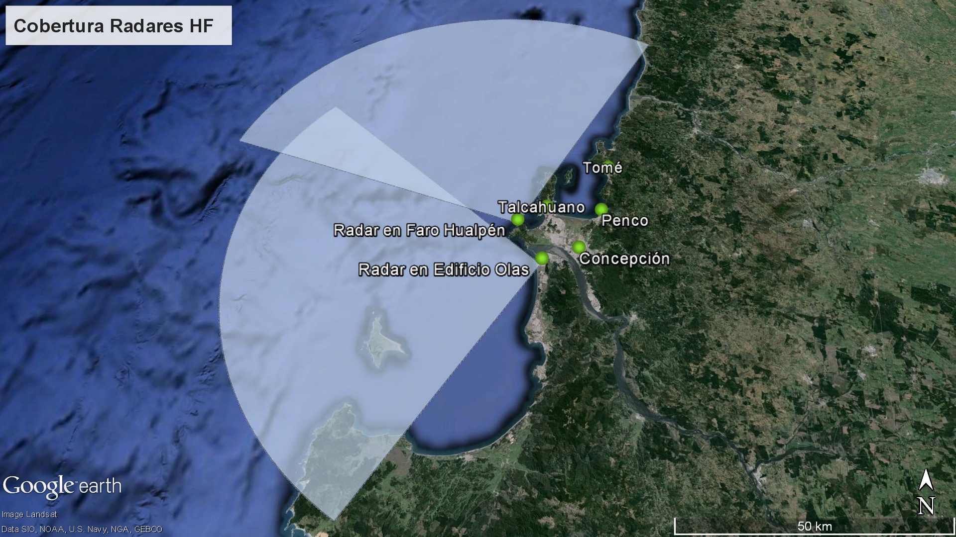 Cobertura y ubicación de radares HF